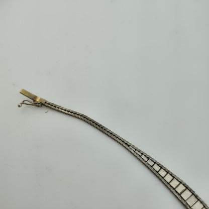 Sterling Silver Bracelet Two Tone Bracelet Panel Link 7" Vintage