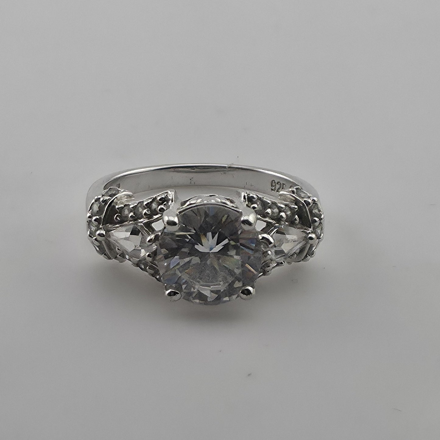 Vintage Sterling Silver PAJCZ CZ Engagement Ring Size 6.75 Statement Ring