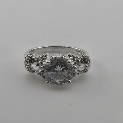 Vintage Sterling Silver PAJCZ CZ Engagement Ring Size 6.75 Statement Ring