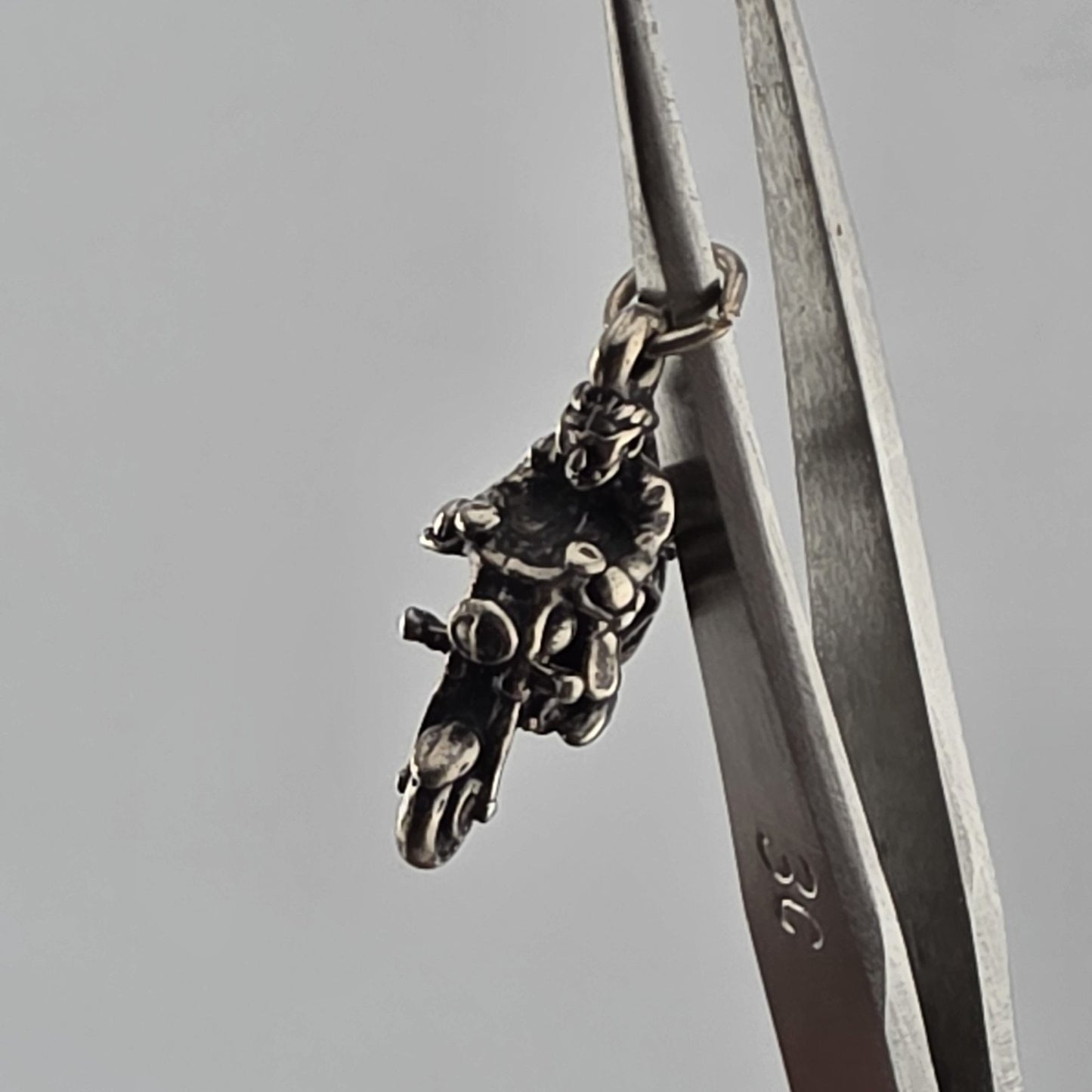 Sterling silver motorcycle rider charm pendant vintage 925 biker jewelry from 305gems.com
