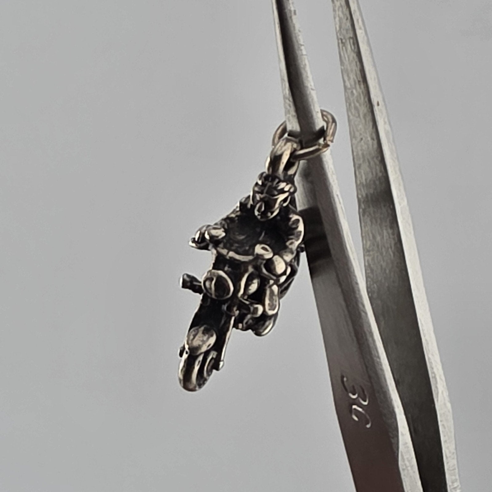 Sterling silver motorcycle rider charm pendant vintage 925 biker jewelry from 305gems.com