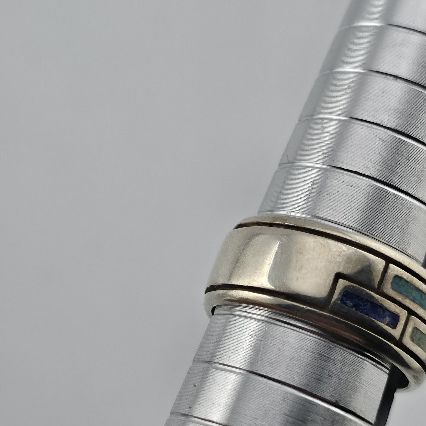 Waldeck Johnson 925 Sterling Silver Inlay Band Ring Size 7 Native American