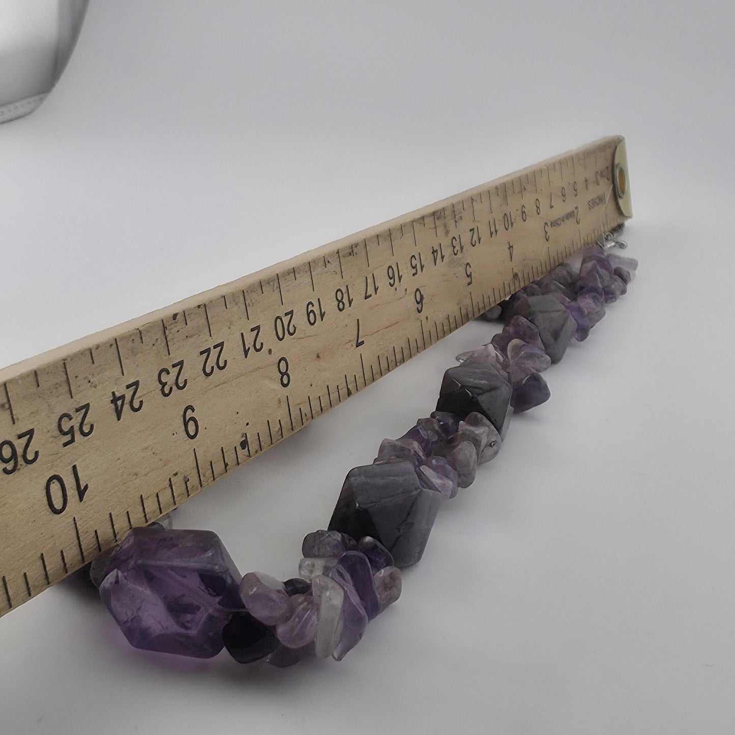 Purple Amethyst Multiple Strand Chip Necklace 20" Toggle Clasp Statement Piece