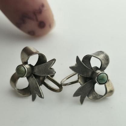 Vintage Sterling Silver Turquoise Bow Earrings from 305gems.com