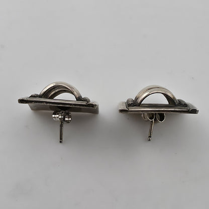 Priscilla Apache PA Sterling Silver Ribbed Cable Stud Earrings Southwest Navajo