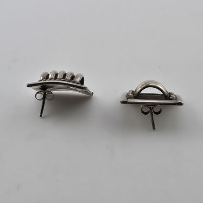 Priscilla Apache PA Sterling Silver Ribbed Cable Stud Earrings Southwest Navajo