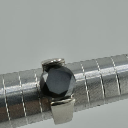 2.5 Ct Black Color Solitaire Moissanite Engagement Ring Sterling Silver Size 7