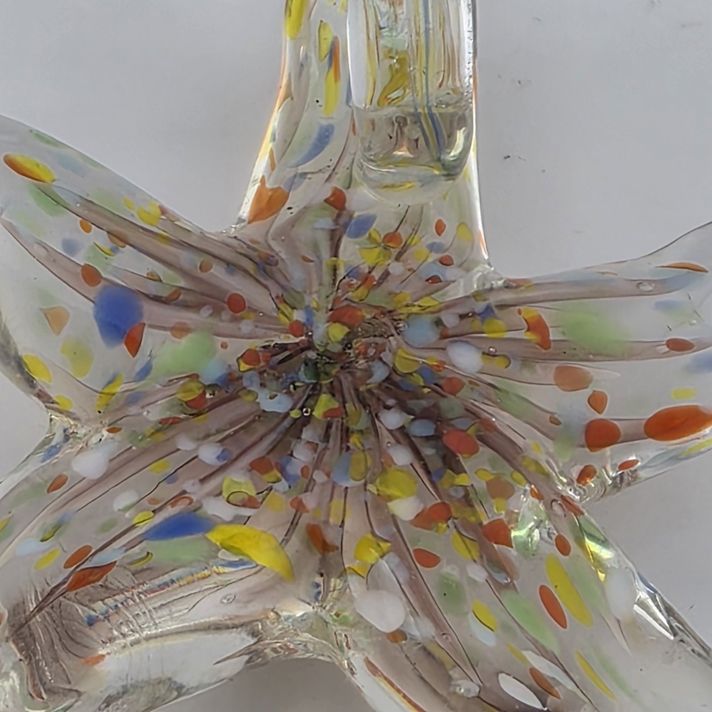 Art Glass Starfish Pendant Clear Multicolor Hand Blown Glass Decor Jewelry