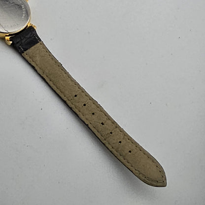 Vintage Northwest Airlines Dual Time Zone Watch Working Gold Tone Black Strap