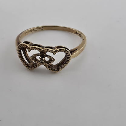 10K Gold Diamond Heart Ring Size 5.75 Vintage Jewelry
