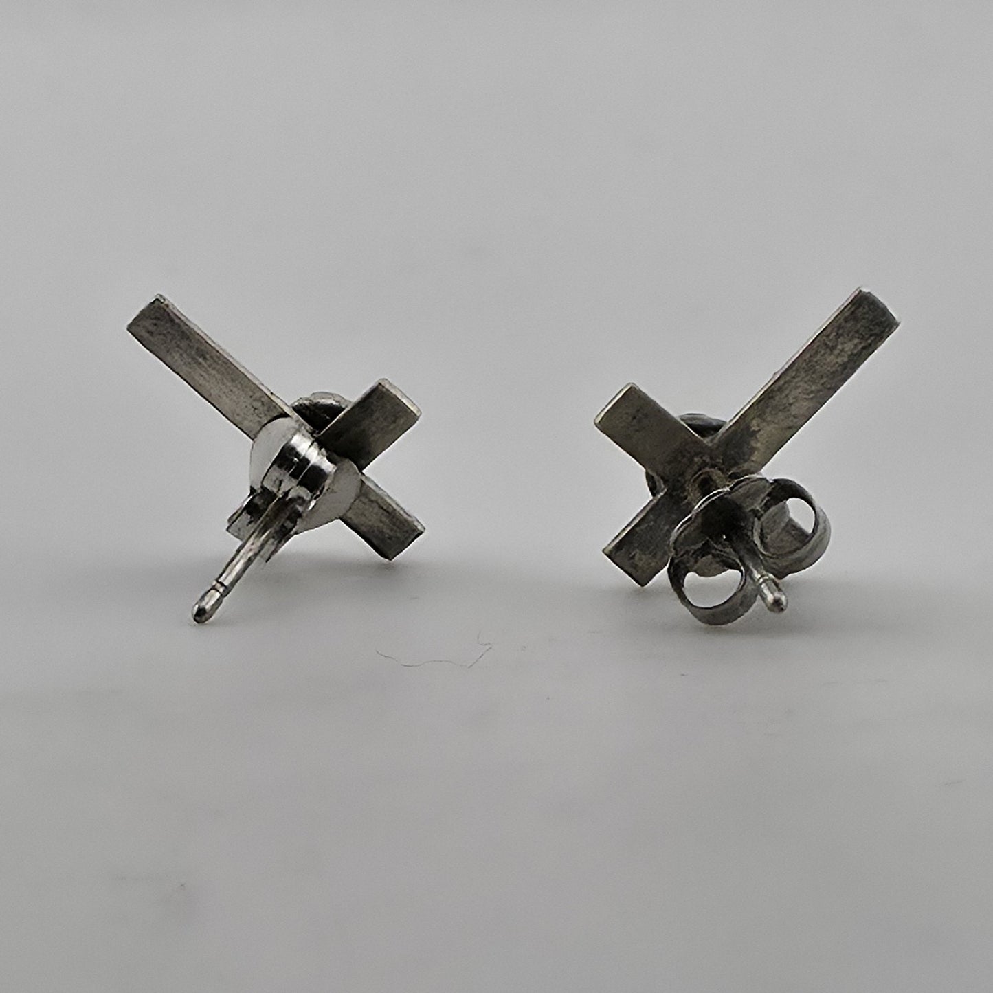 Vintage 925 Sterling Silver Turquoise Cross Stud Earrings Southwestern Faith
