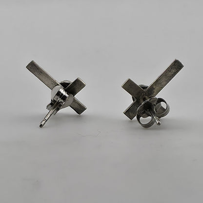Vintage 925 Sterling Silver Turquoise Cross Stud Earrings Southwestern Faith