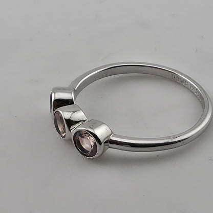 Bomb Party 925 Sterling Silver Purple Amethyst 3 Stone Ring Size 8 Bezel Set