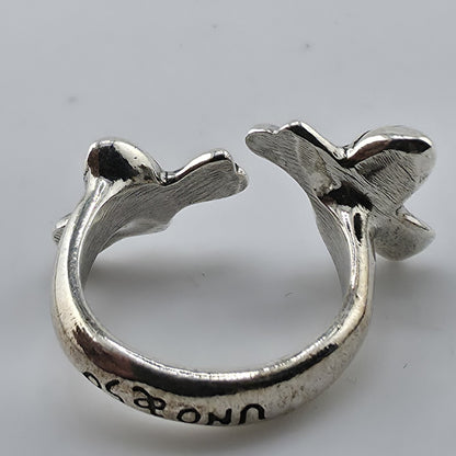 UNOde50 BZZ A BZZ Bee Ring Silver Plated Size 6 Adjustable Spain Handmade