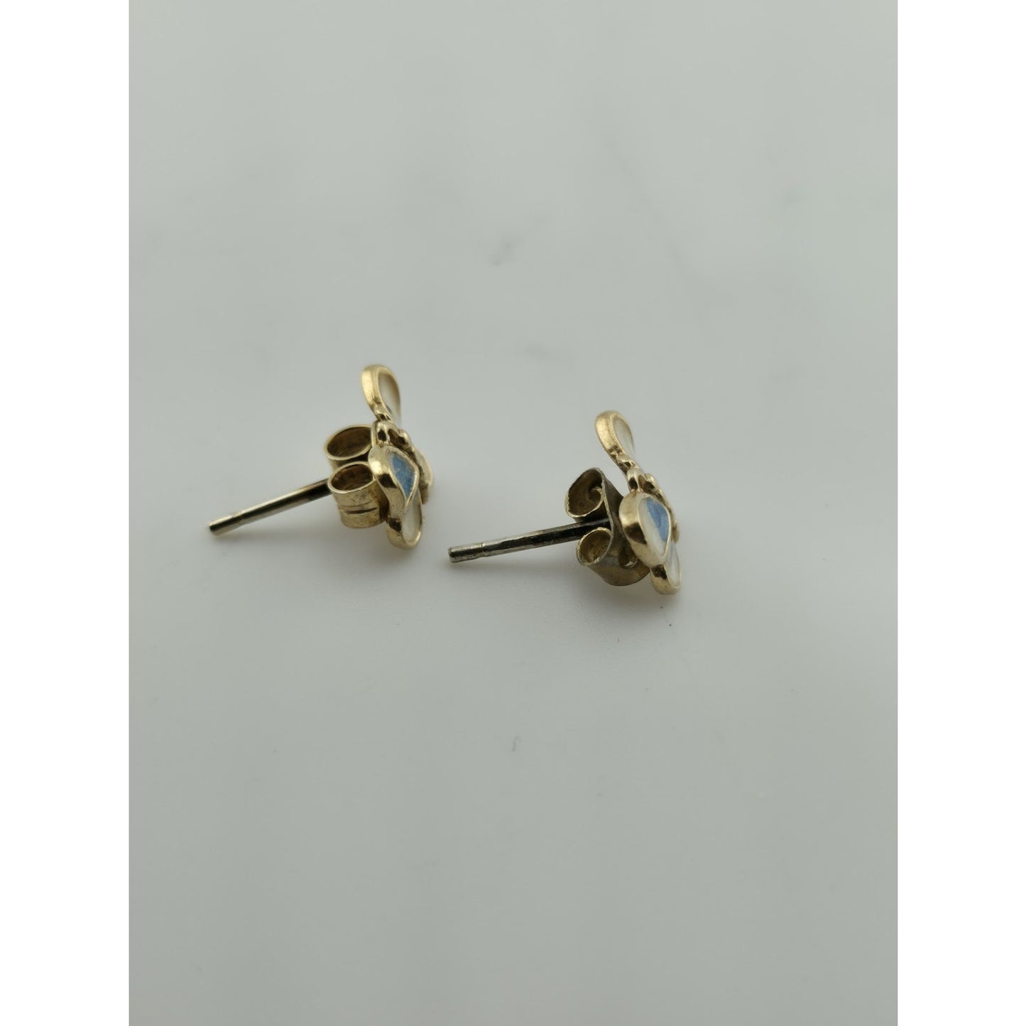 Butterflies Earrings Sterling Silver Mother Of Pearl Gold Plated Studs Dyad Ital