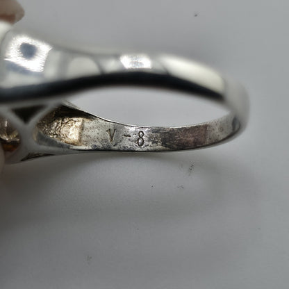 Vintage Baltic Amber Ring 925 Sterling Silver Poland Cognac Honey Sz 7.5