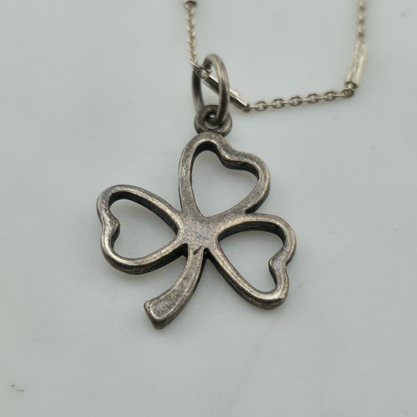 925 Sterling Silver Clover Shamrock Pendant Necklace Dainty Chain 18"