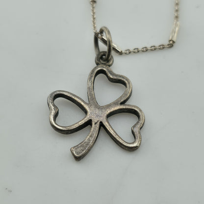925 Sterling Silver Clover Shamrock Pendant Necklace Dainty Chain 18"