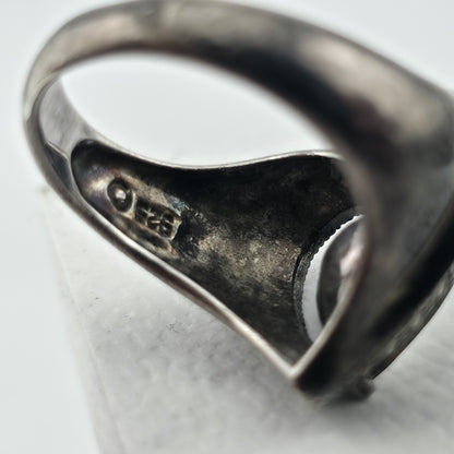 Sterling Silver 925 Heart Ring Clear CZ Marcasite Open Heart Size 7 Patina