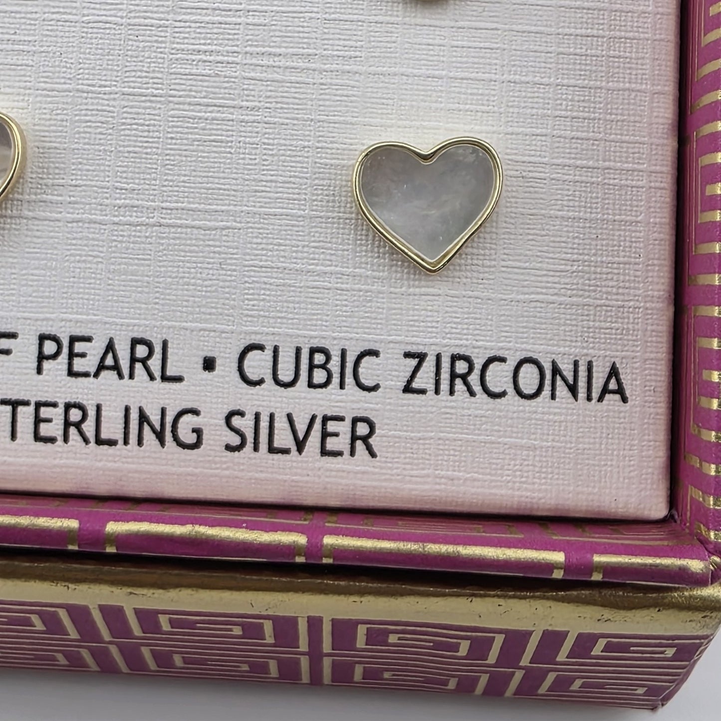 Addison Blvd Sterling Silver Stud Earrings Set CZ Pearl MOP Heart Gold Tone New