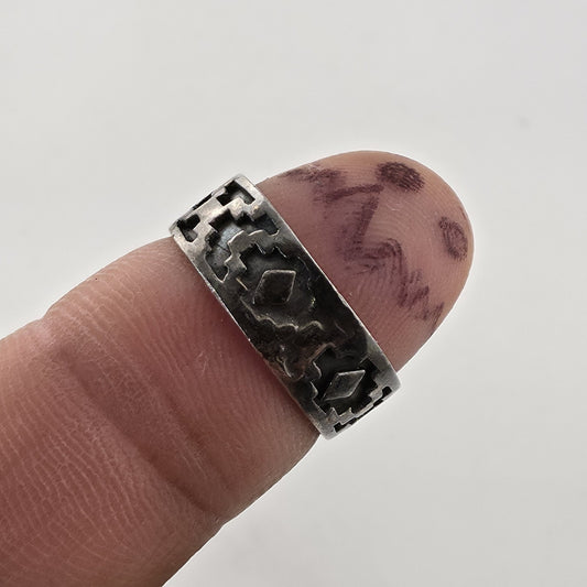 vintage sterling silver ring Geometric form 305gems.com