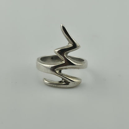 Sterling Silver Ring Zigzag Abstract Modernist Size 8.5 Vintage