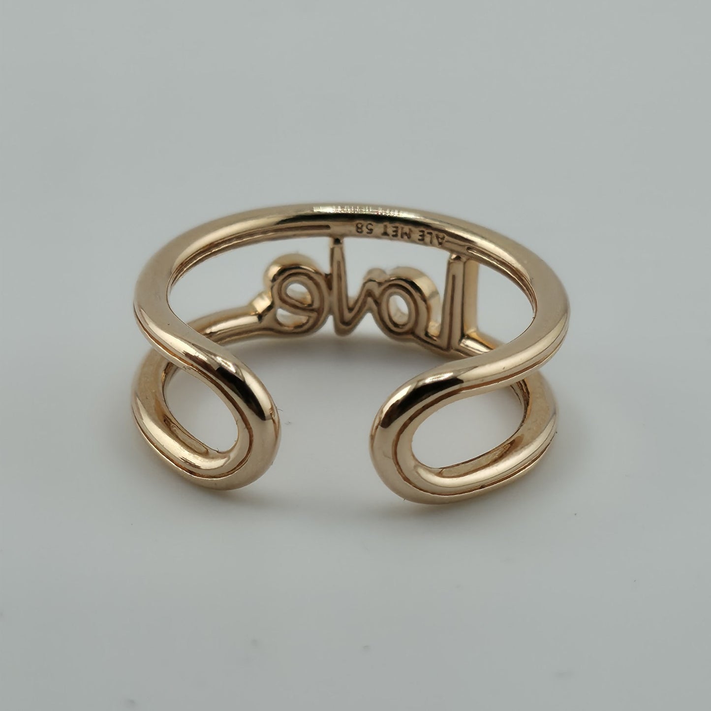 Pandora ME 14K Rose Gold Plated Love Open Band Ring Size 8 Retired ALE New