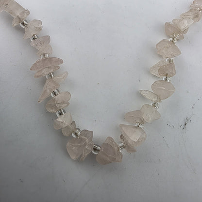 Rose Quartz Chip Necklace 20” Pink Gemstone Beaded Healing Boho