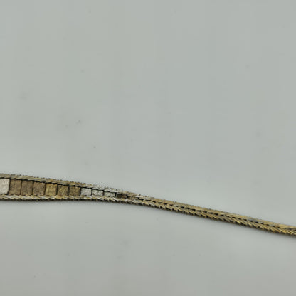 Sterling Silver Bracelet Two Tone Bracelet Panel Link 7" Vintage