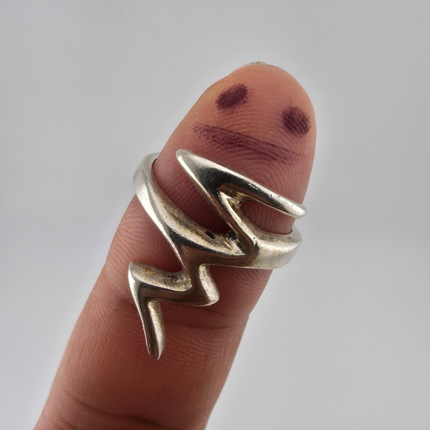 Sterling Silver Ring Zigzag Abstract Modernist Size 8.5 Vintage
