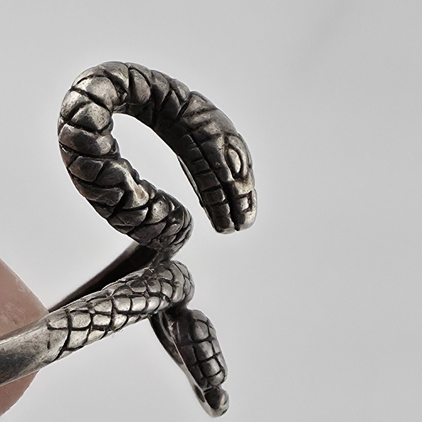 925 Sterling Silver Snake Ring Adjustable Coiled Serpent Wrap Vintage