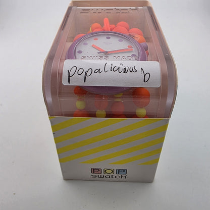 Swatch POPPINGPOP BEADS PNP100N Pop Swatch Necklace Watch New Y2K Rare Purple