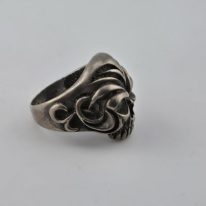 925 Sterling Silver Tribal Skull Ring Gothic Biker Heavy Mens Size 8