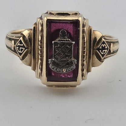 Ferguson 1953 Class Ring 10K Yellow Gold Balfour Size 6.25 Vintage