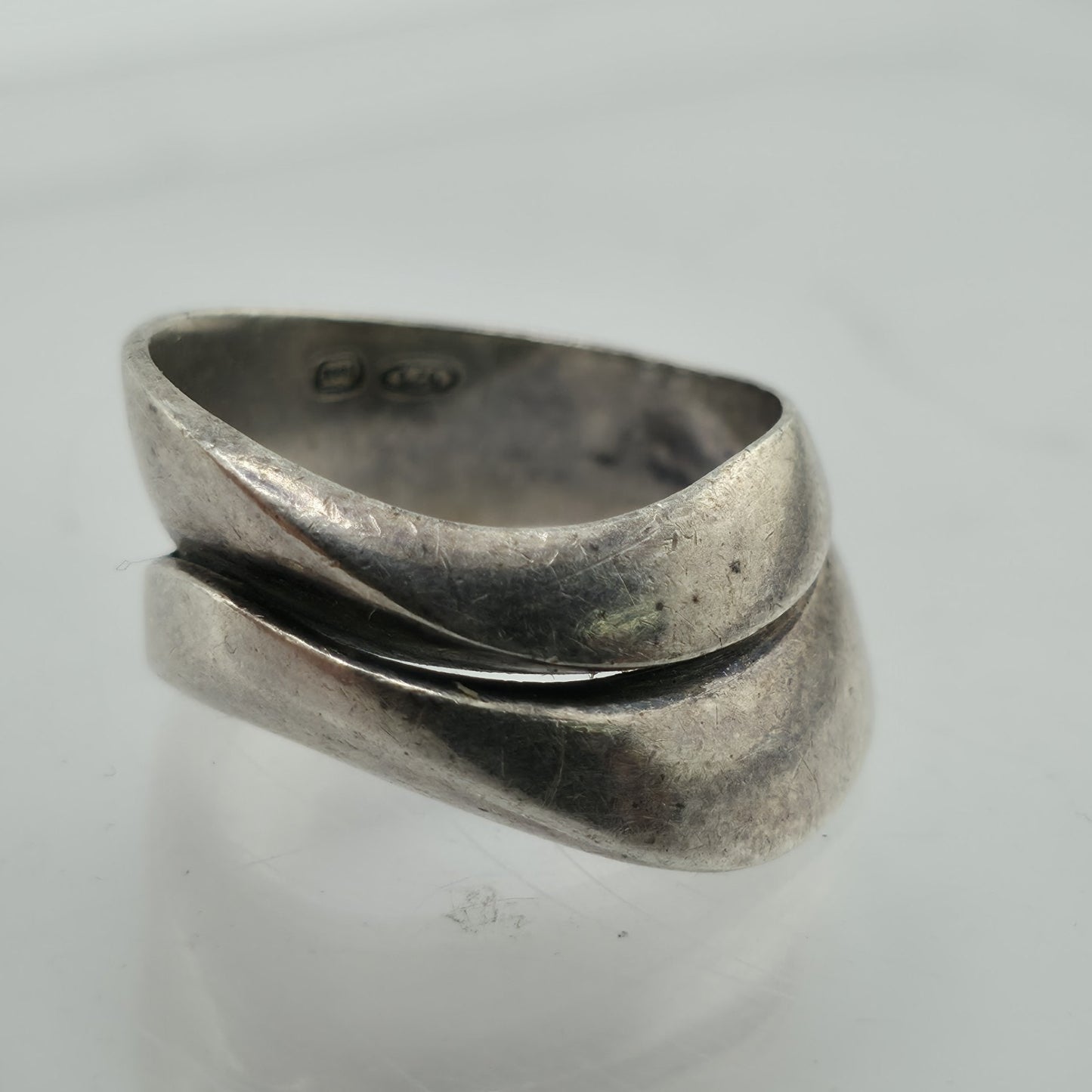 Vintage Sterling Silver Abstract Ring Size 7 Modernist Wide Band 925