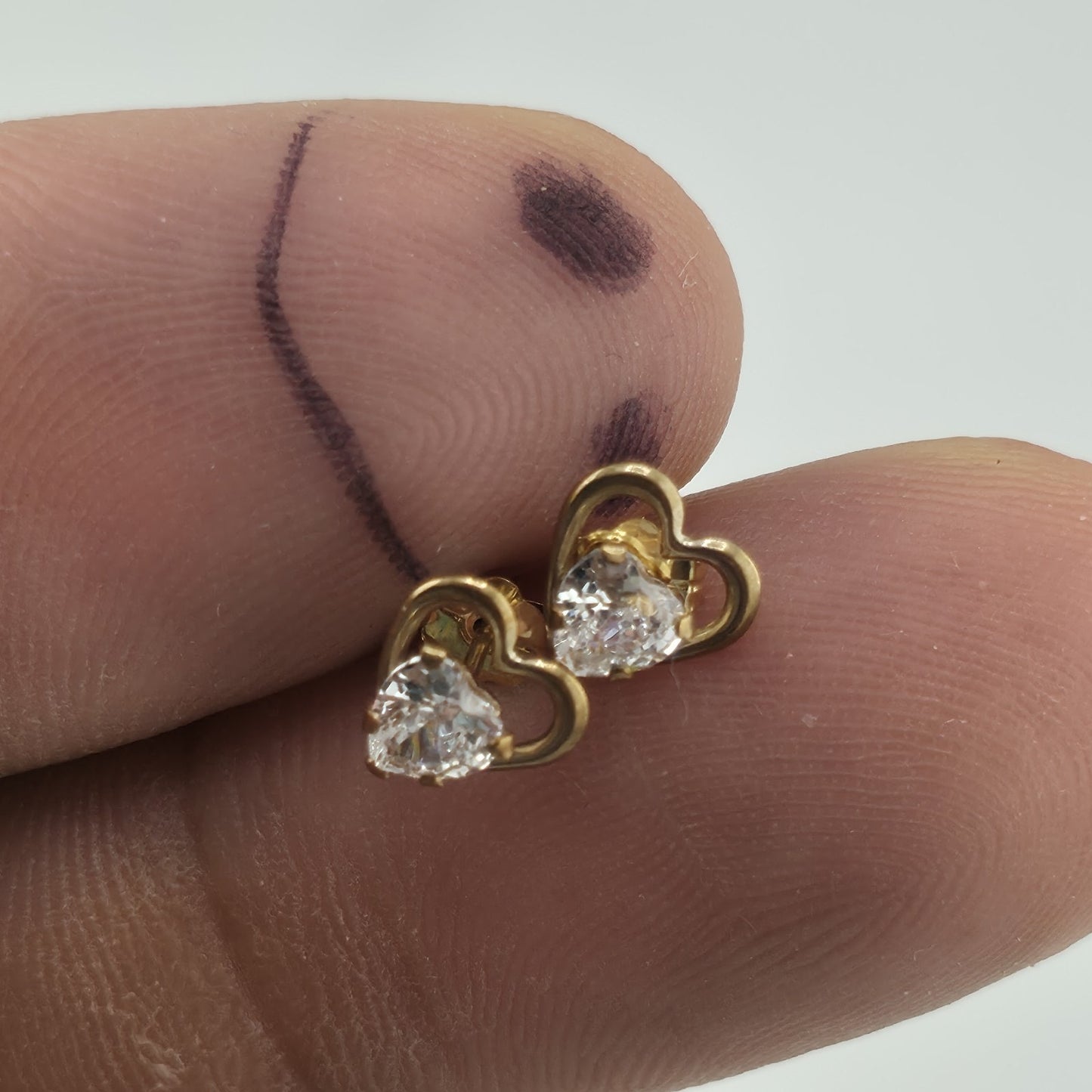 10k Yellow gold earrings JCM Heart Shaped Cz Valentines Dainty cute Jewelry