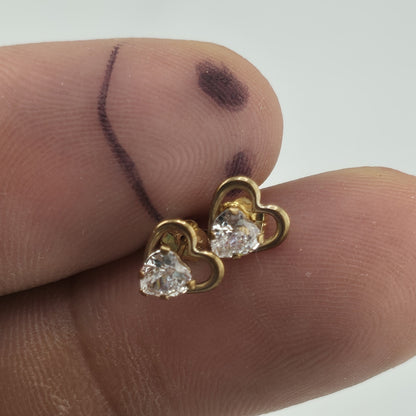10k Yellow gold earrings JCM Heart Shaped Cz Valentines Dainty cute Jewelry