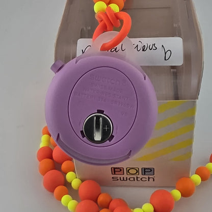 Swatch POPPINGPOP BEADS PNP100N Pop Swatch Necklace Watch New Y2K Rare Purple