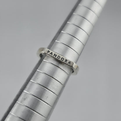 Pandora sterling silver logo bar stacking ring with a geometric design New 925