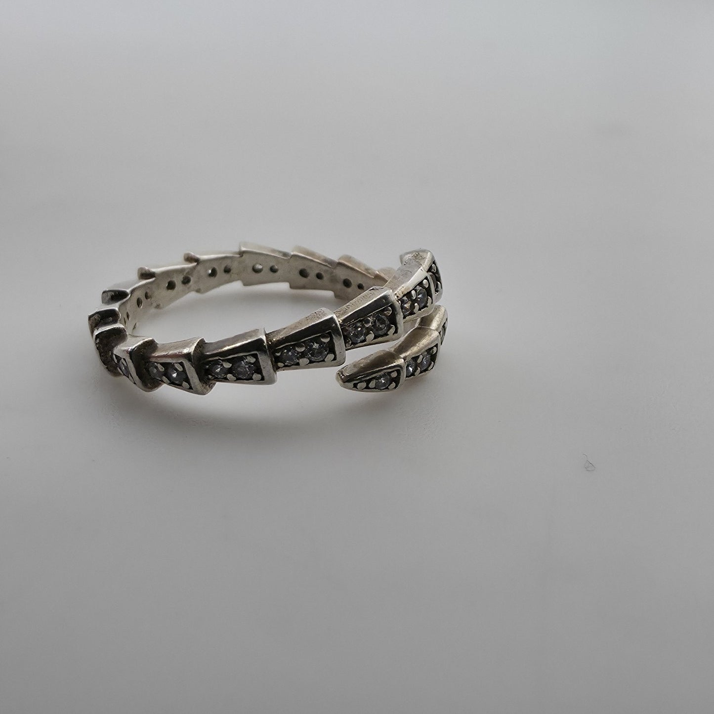 Sterling Silver Adjustable Ring with Pave Accents Missing Stones Size 7 Jewelry