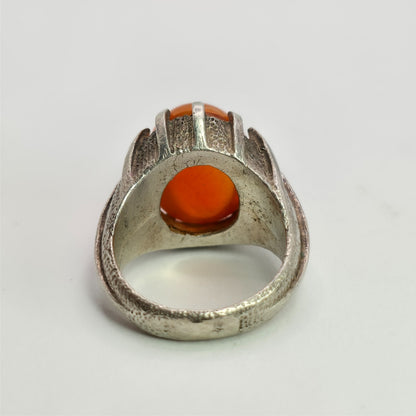 Vintage 925 Sterling Silver Carnelian Cocktail Ring Size 6 Gothic Jewelry