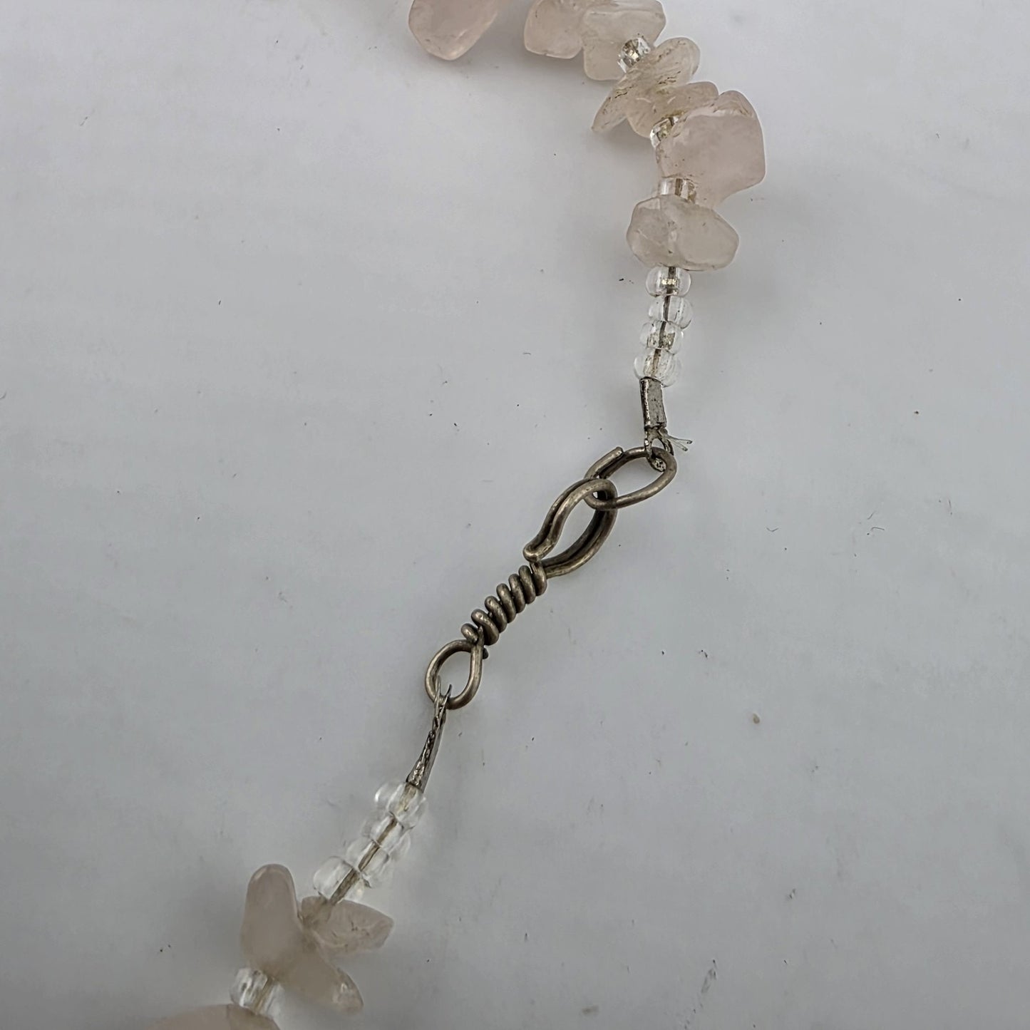 Rose Quartz Chip Necklace 20” Pink Gemstone Beaded Healing Boho