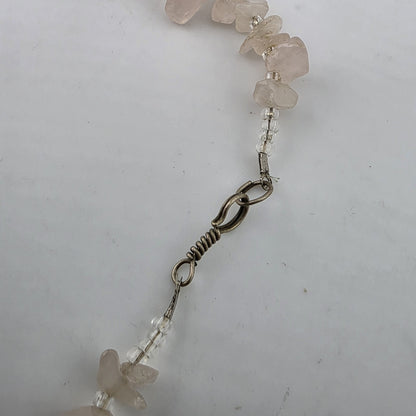 Rose Quartz Chip Necklace 20” Pink Gemstone Beaded Healing Boho