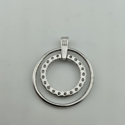 Sterling Silver 925 CZ Circle Pendant Inner Ring Only Silver Modern Double Circl