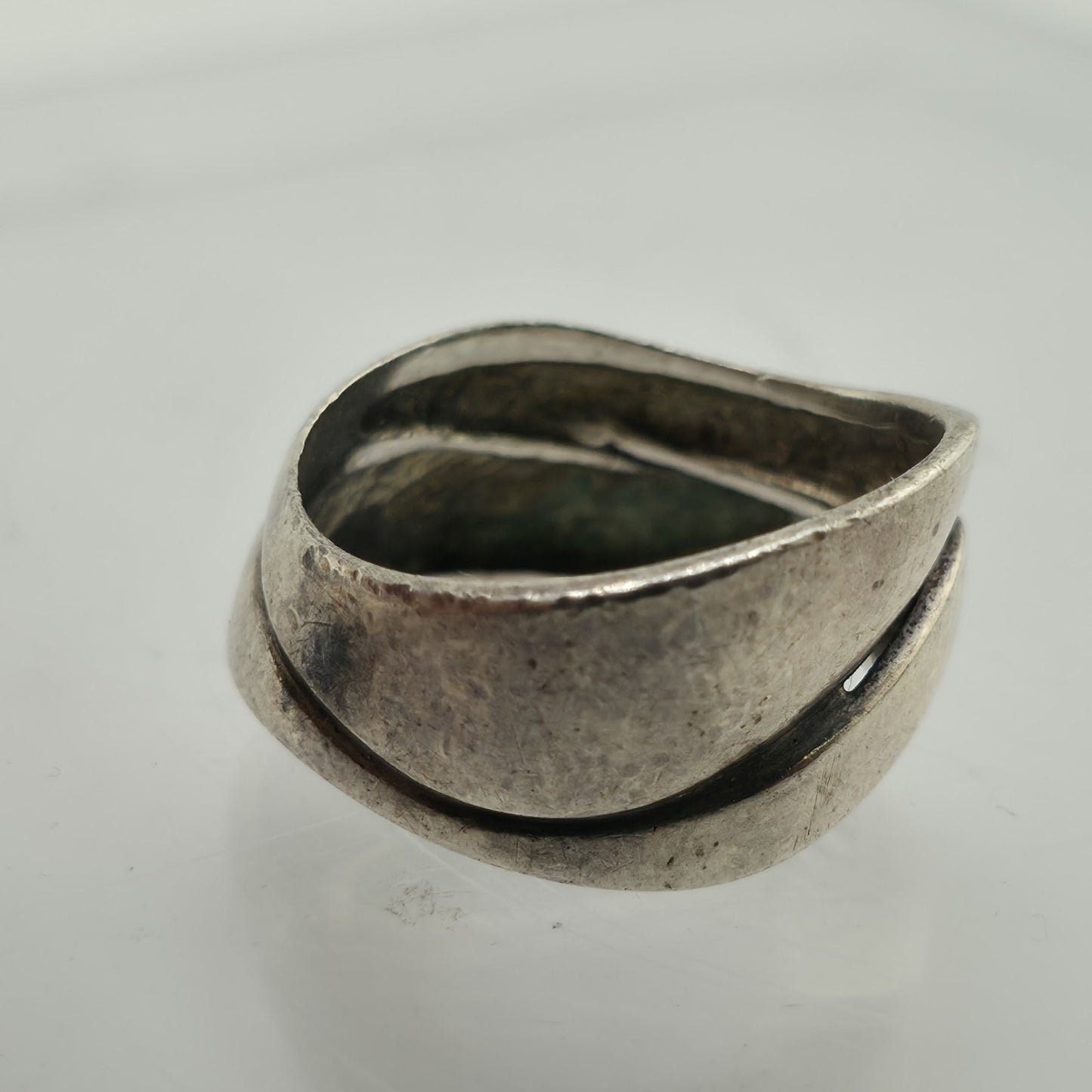 Vintage Sterling Silver Abstract Ring Size 7 Modernist Wide Band 925