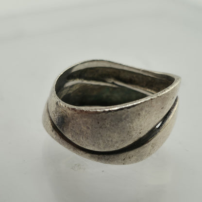 Vintage Sterling Silver Abstract Ring Size 7 Modernist Wide Band 925