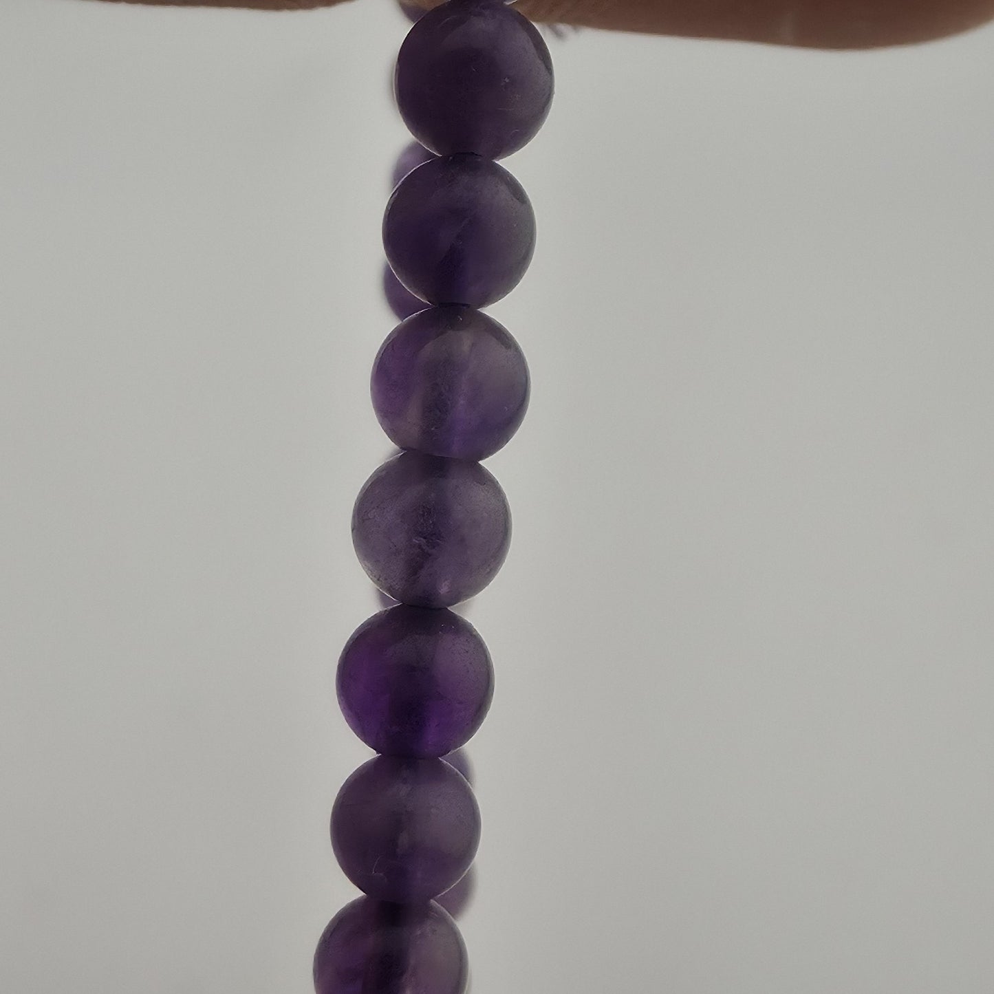 Vintage Amethyst Beaded Stretch Bracelet 4.48mm Purple Gemstone 6.75" Jewelry