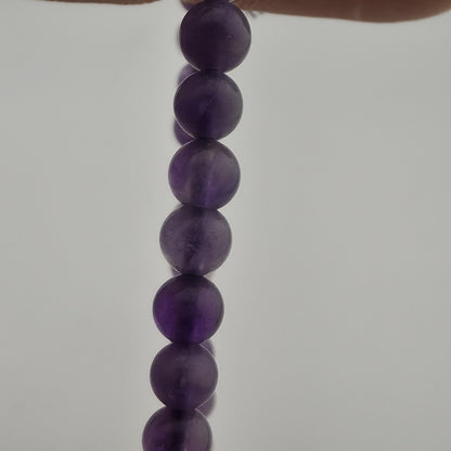 Vintage Amethyst Beaded Stretch Bracelet 4.48mm Purple Gemstone 6.75" Jewelry