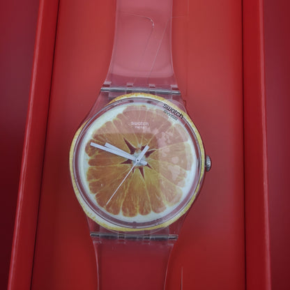 Swatch Vitamine Boost SUOK115 Orange Slice Clear Watch New in Box Swiss