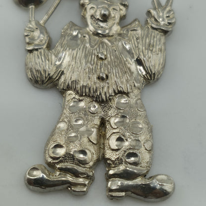 Vintage Sterling Silver 925 Clown Pendant Charm Balloons Jester Circus 4g